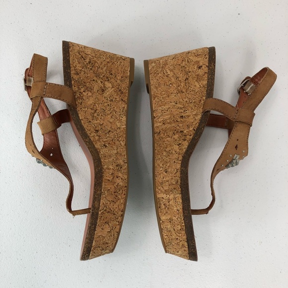 Lucky Brand Wedge Sandals tan size 9.5 (#35) - Picture 3 of 8